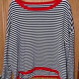Womens Striped Lightweight Cotton Sweaters Long Sleeve Crew Neck